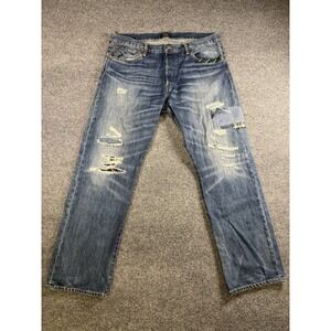 Polo Ralph Lauren Classic Fit Bandana Distressed Patchwork Jeans Size 35 x 30